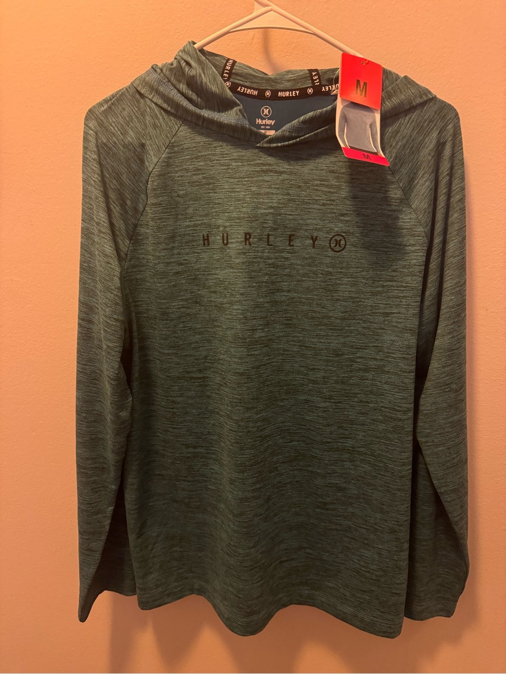 Hurley Men's Teal Heather Hooded Long Sleeve